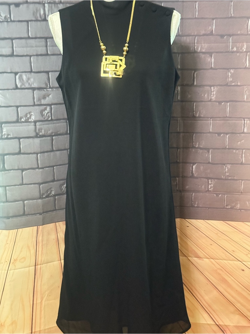 Talbots Black Sleeveless Maxi Dress with Subtle Sheer Hem - Picture 13 of 15